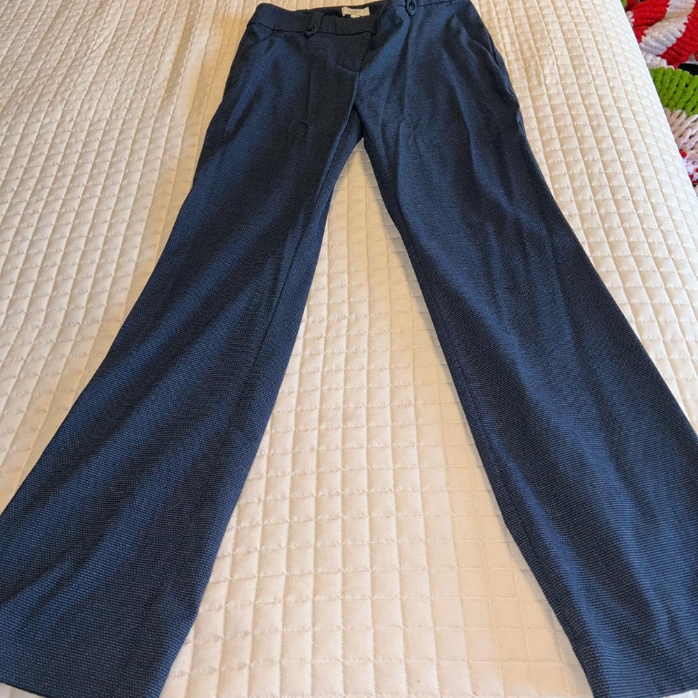 LOFT Blue Tweed-Like Curvy Trousers - 4